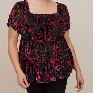 Plus size Torrid velvet babydoll top size 3